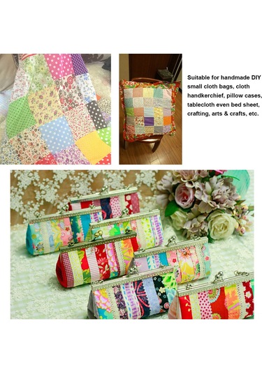 Geeksen Koton Kumaş Desenli Patchwork Seti, 7 Parça Siyah 50x50 Cm, Dıy Çanta Yastık Döşeme İçin El İşleri Malzemesi Siyah