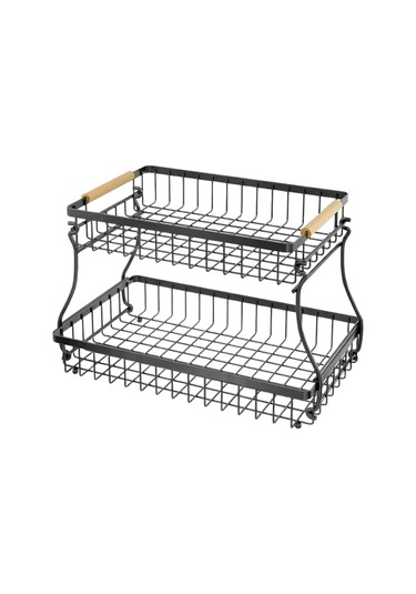 Suntek 2 Katlı Meyve Sepeti Yerden Tasarruf Sağlayan Büyük Siyah