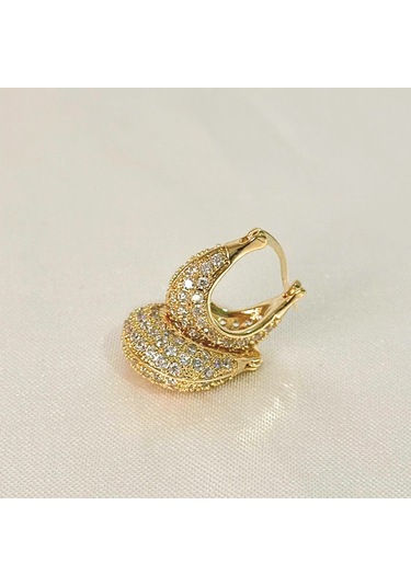 Vıp Zirkon Gold Küpe Gold