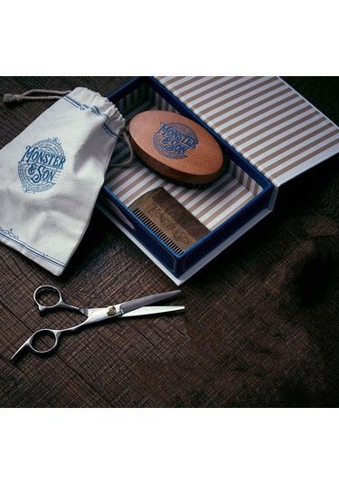 Monster&son Premium Sakal Fırça Tarak Makas Seti