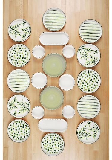 Kitchen Life Greentree Stackable 22 Parça 12 Kişilik Kahvaltı Takımı Çok Renkli