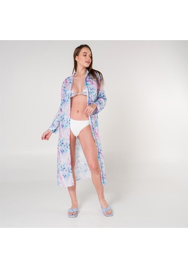 Helen Vual Plaj Gömlek Elbise Mor