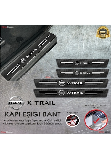 Nissan X-trail Logolu Karbon Kapı Eşiği Koruyucu Suni Deri 4'lü