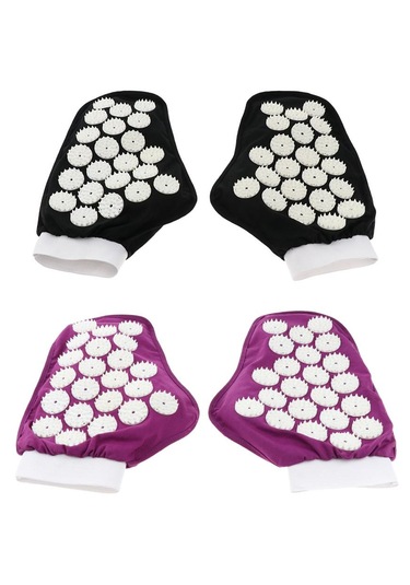 Homyl Akupunktur Masaj Eldivenleri Geri Boyun Kası Tetik Mor