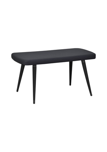 Vilinze Eames Ahşap Ayak Deri Mutfak Masası Bankı Siyah