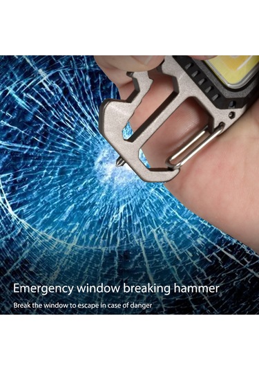 MSO Outdoor VIP Kalite Multifonksiyonel Karabina & Led Fener Gümüş