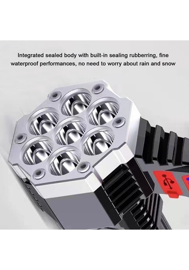 Lemestar Siyah Abs Dışarıda Kullanıma Uygun Fener, 7 Led Işık, Cob Yan Lambası, Usb Şarjlı, Çoklu Mod Güçlü-zayıf-flaş-yan Işık , 1200mah Pil, Taşınabilir Kamp Feneri Siyah