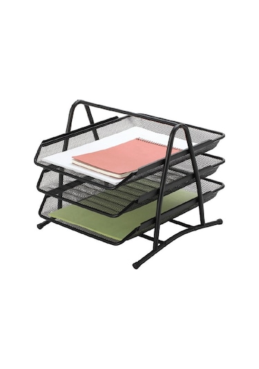 Ofica Metal 3'lü Evrak Rafı Siyah 35x27x26.5 Cm Fts-20s