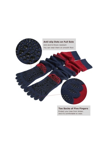 Willowhaven Kadın Yüksek Burun Dans Çorabı - 5 Parmak Kaymaz Isıtıcı Yoga Siyah