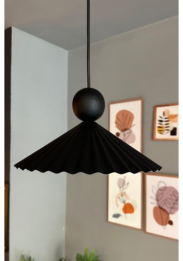 Avilla Metal Avize Tekli Siyah Tek Boncuk Kafa Rustik Cafe Mutfak Modern Sarkıt Aydınlatma Siyah