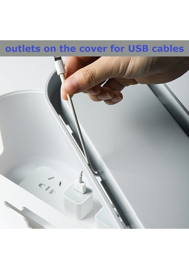 Qingmipy "kablo Düzenleyici Kutusu - Çoklu Prizli, Usb Geçişli, Ev Ve Ofis İçin Kabloları Saklama Çözümü"