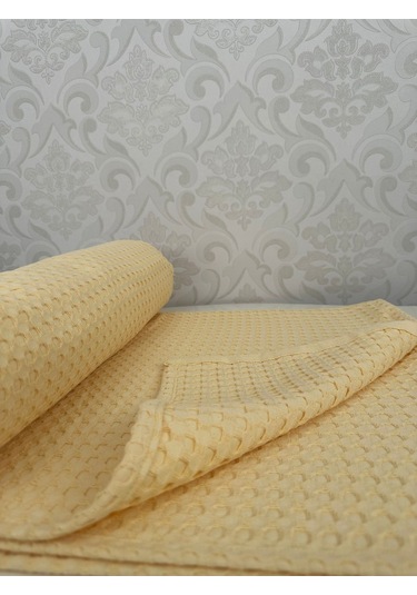 Premium %100 Pamuk Çift Kişilik Yazlık Pike, Yatak Örtüsü,terletmez Kumaş Güneşsarı Renk 240x200cm Sari