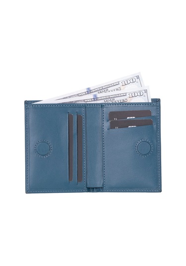 Nigra Hakiki Deri, El Yapımı Cüzdan Gölgeli Mavi Mavi