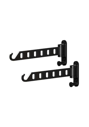 Besthome1 Alüminyum 6 Delikli Duvar Çamaşır Asacı - Siyah 2'li Paket Banyo/balkon/küche Stabile Uygun Siyah