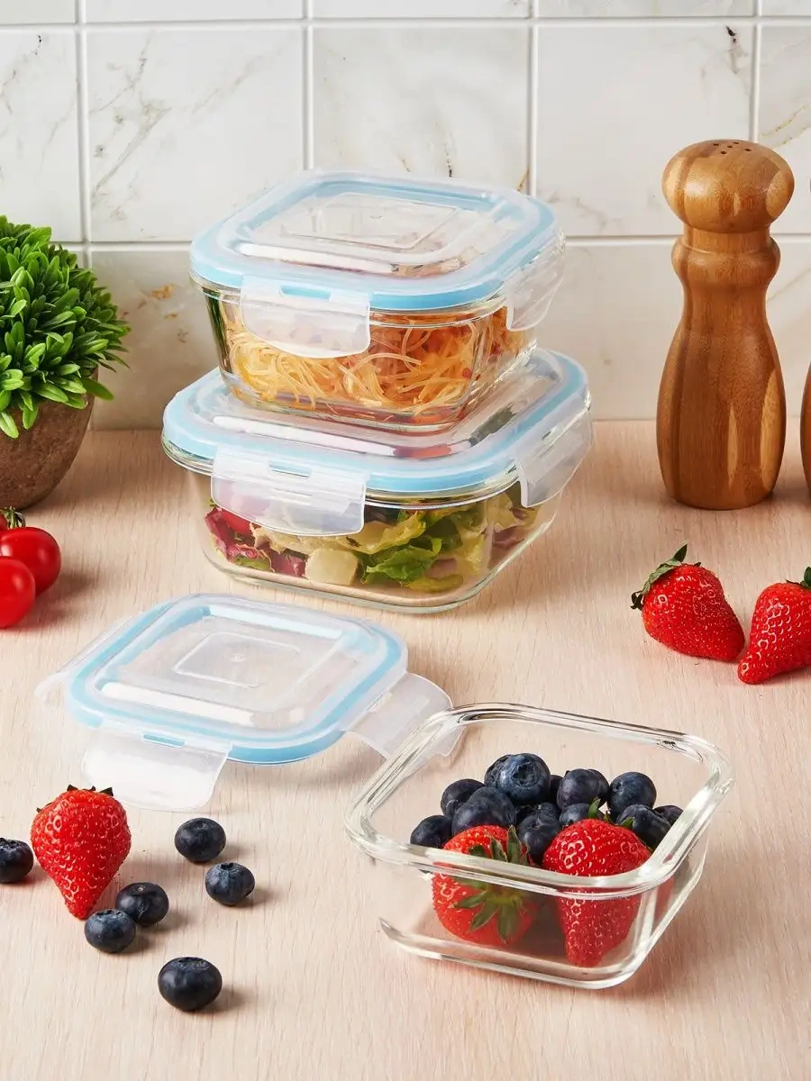 Eley Kapaklı Cam Saklama Kapları Seti 320, 520, 800 Ml 15222210 Beyaz