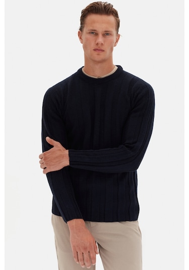 Twn Slim Fit Lacivert Rib Örgü Kazak 3ec063302441m 101