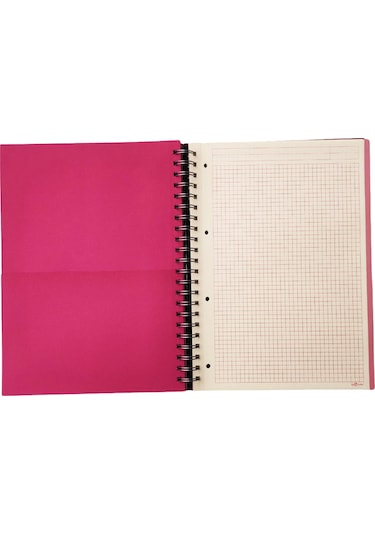 Le Color Lynel Kırmızı 3 Bölümlü Sert Kapak Spiral Kareli Defter