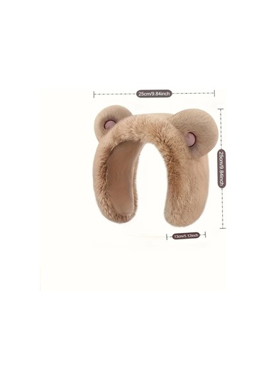 Primepickings Kadın Rüzgar Geçirmez Beyaz Ayı Kulaklığı Yumuşak Kulak Koruyucu 2025 Kış