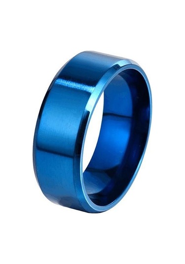 Mavi Titanyum Çelik Mat Yüzük Melanin, Paslanmaz Çelik Erkek Fırçalanmış Yüzük Yüzük 11-8mm