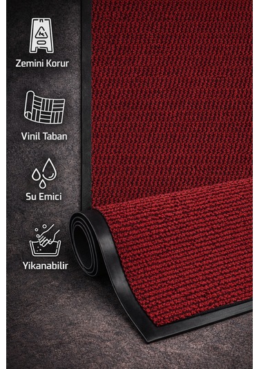 Nem Alıcı Hijyenik Kapı Önü Paspas Kırmızı - 60cmx90cm Kırmızı