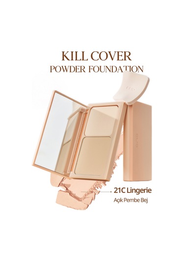 Hafif Yapılı, Pürüzsüz Mat Bitişli Pudra Fondöten Clıo Kill Cover Powder Foundation 21c Lingerie 21