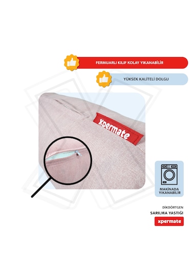Xpermate Sarılma Yastığı Bacak Arası Yastığı Silindir 150cm Pembe