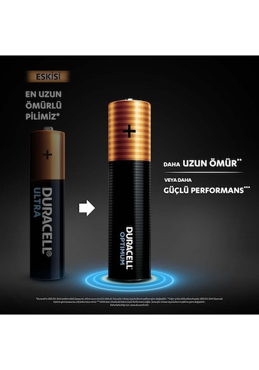 Duracell LR6/MN1500 Optimum AA Alkalin Kalem Piller 1.5 V 6’lı Paket