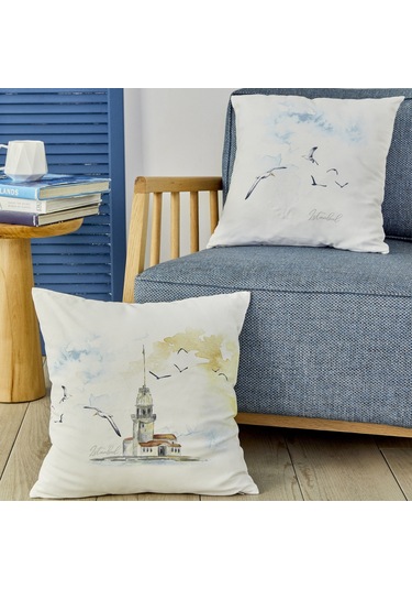 Karaca Home Kız Kulesi İndigo Throw Kırlent 200.19.01.0501