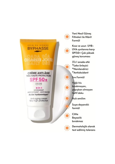 Byphasse Anti-Aging 3'ü 1 Arada Renkli Güneş Kremi SPF50+ 50 ML