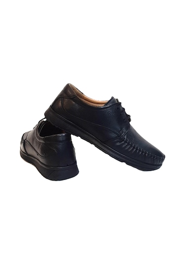 Fiyra Fth03 Siyah Hakiki Deri Kaymaz Bağacaklı Erkek Ayakkabı Siyah