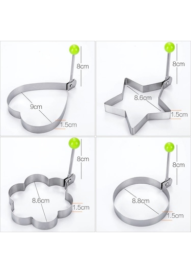 4 Arada 1 Paslanmaz Çelik Kızarmış Yumurta Gözleme Kalıbı Diğer