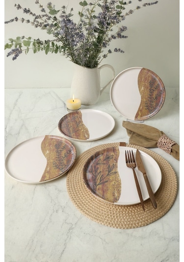 Keramika Terra Leaf Nordıc Pasta Tabağı 22 Cm 4 Adet / 22969-70 Çok Renkli