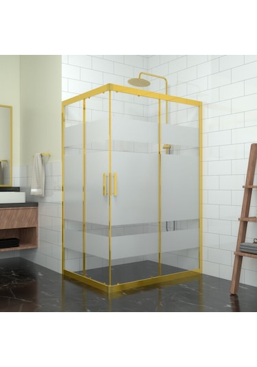 Tekno Duş Gold Rigel 6mm Kumlamalı Cam Dikdörtgen Duşakabin Beyaz - Şeffaf