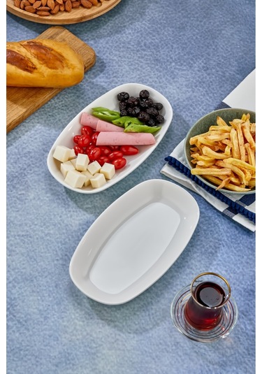 Cooker 2'li Özel Tasarım Lüx Kayık Model Tabak Beyaz