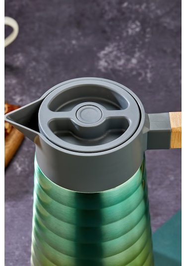 Cooker Ckr2097 2 L Çift Katmanlı Paslanmaz Çelik Termos Bambu Saplı - 12 Saat Sıcak 24 Saat Soğuk Piknik, Ofis, Otel, Kafe, Okul Sarı-turkuaz