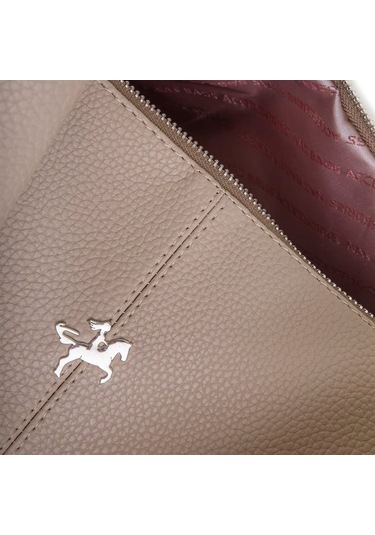 Nas 1271 Kadın Omuz Çantası Bej Baskılı Siyah