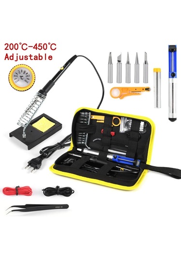 Black 220v 60w Ayarlanabilir Sıcaklık Havya Kiti 15 1 Havya