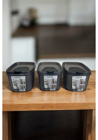 Shell Erzak Kabı 1300 Ml, Antrasit, 3'lü Set Antrasit