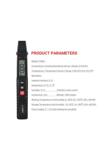 Springsun Fy8861 Profesyonel 2 İğneli Dijital Ahşap Nem Ölçer Taşınabilir Kalem Tipi