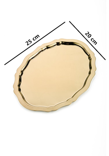 6 Adet Oval Dalgalı Sade Kahve Ve Sunum Tepsisi 20 Cm X 25 Cm