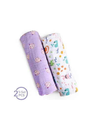 Milk&moo Müslin Örtü 2'li Set Milk&moo Friends Çok Renkli