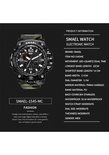 Yingfu Analog Ve Dijital Kol Saati Siyah - Haki S1545 Model Siyah