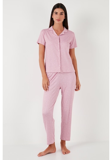 Lela Regular Fit Gömlek Yaka Kısa Kollu Bayan Pijama Takımı 65780124 Pudra Lela Regular Fit Gömlek Yaka Kısa Kollu Bayan Pijama Takımı 65780124 Pudra