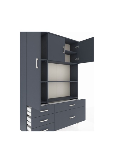 Arges Dolap 7 Raflı 5 Çekmeceli 3 Kapaklı 132x30x195 Antrasit-antrasit/antrasit Antrasıt/antrasıt Arges Dolap 7 Raflı 5 Çekmeceli 3 Kapaklı 132x30x195 Antrasit-antrasit/antrasit Antrasıt/antrasıt