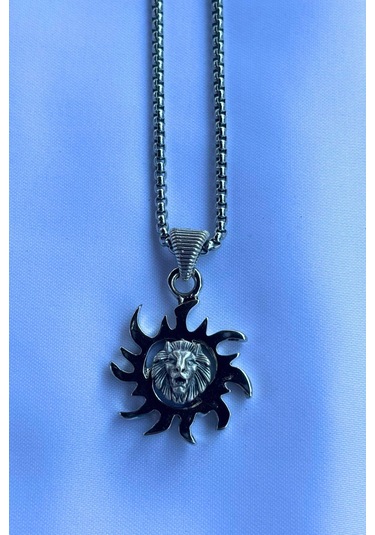 Aslanlı Biohazard El İşçiliği Paslanmaz Çelik Zincir Erkek Kolye Gümüş