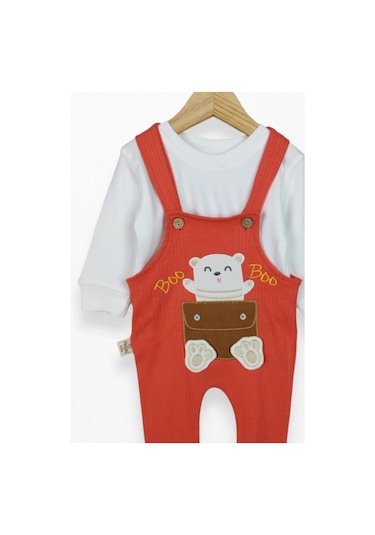 Kidskingdom Turuncu Renk Erkek Bebek & Çocuk Pamuklu 2 Parça Tulum Turuncu