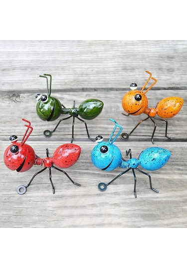Neevoyu 4'lü Metal Karınca Dekoratif Duvar Asması - Bahçe, Ev Ve Garaj İçin Zenginleyici, Kolay Asma, Renkli Tasarım