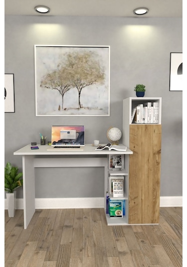 Diamond Dolaplı Çalışma Masası Çam Çam