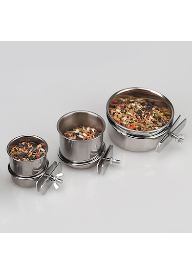 Yuntech01 Paslanmaz Çelik Kuş Yem Sepeti - Muhabbet Kuşu İçin Yem/su Kabı, 5.5/6.5/10cm Seçenekli Yemleme Aleti