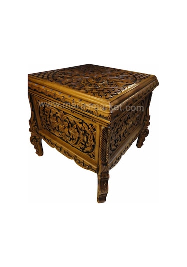 Maraşmarket Ceviz Oyma Sehpa - Sandık